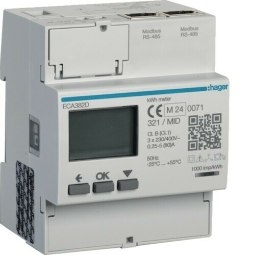Hager Energiezähler 3phasig 80A, 4M, AGARDIO,MID ECA382D
