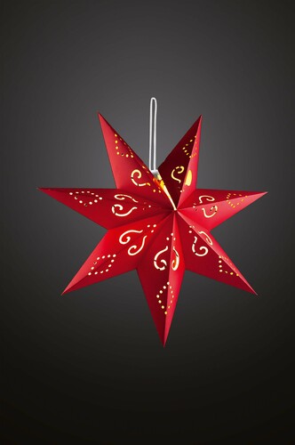 Hellum LED-Papierstern rot 60cm ww mit Fernbedienung 521795 Hellum LED-Papierstern rot 60cm ww mit Fernbedienung 521795