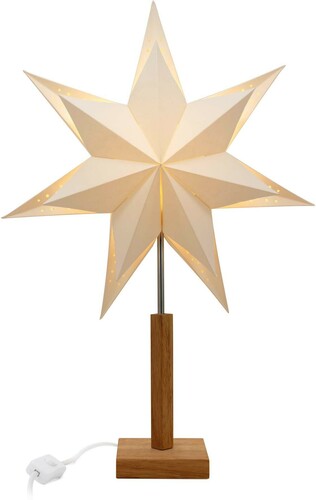Hellum LED-Papierstern m. Holzfuß doppellagig 578737 Hellum LED-Papierstern m. Holzfuß doppellagig 578737
