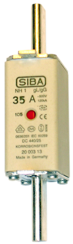 Siba NH-Sicherungseinsatz 20A NH1/0 gG 500V 2000313.20 Siba NH-Sicherungseinsatz 20A NH1/0 gG 500V 2000313.20