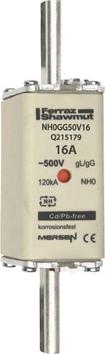 Mersen NH-Sicherungseinsatz SF Gr.0 gG 16A/500V KM NH0GG50V16