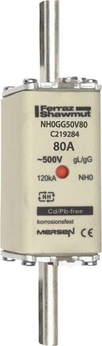 Mersen NH-Sicherungseinsatz SF Gr.0 gG 80A/500V KM NH0GG50V80