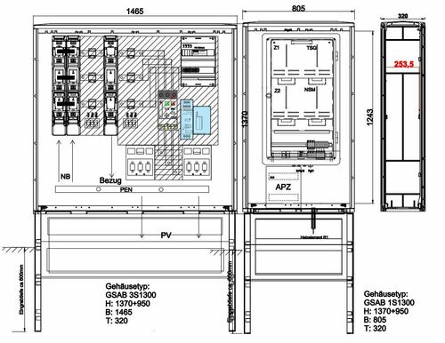GSAB Elektrotechnik Wandlermessung 400A, NA-Schutz 09.W400.AR-ZWS-4Ei