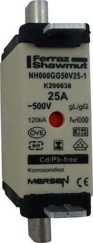 Mersen NH-Sicherungseinsatz SG Gr.000 gG 16A/500VKM NH000GG50V16-1