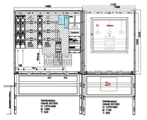 GSAB Elektrotechnik Wandlermessung bis 630A m.Netzüberw 15.W630.AR-01Ei