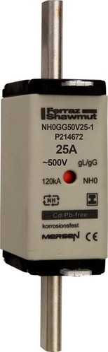 Mersen NH-Sicherungseinsatz SG Gr.0 gG 25A/500V KM NH0GG50V25-1