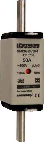 Mersen NH-Sicherungseinsatz SG Gr.0 gG 50A/500V KM NH0GG50V50-1