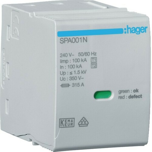 Hager Steckmodul N-PE 350V 100kA SPA001N