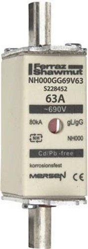 Mersen NH-Sicherungseinsatz SF Gr.000 gG 63A/690VKM NH000GG69V63