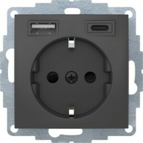 Berker Steckdose SCHUKO/USB anthrazit matt 48041606