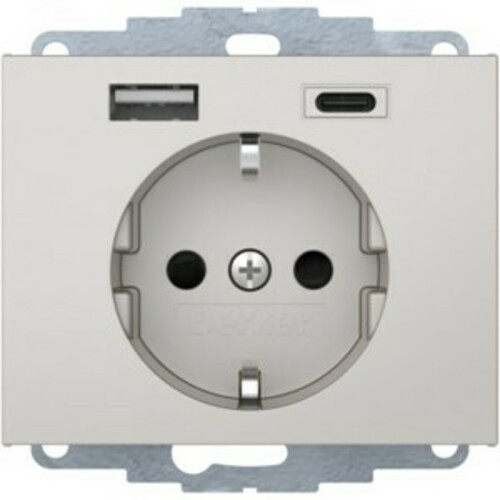 Berker Steckdose SCHUKO/USB edelstahl matt, lackiert 48047004 Berker Steckdose SCHUKO/USB edelstahl matt, lackiert 48047004