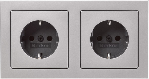 Berker Steckdosen-Kom SCHUKO 2-fach m Ra Q.3 aluminium 47206094 Berker Steckdosen-Kom SCHUKO 2-fach m Ra Q.3 aluminium 47206094