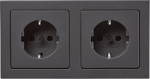 Berker Steckdosen-Kom SCHUKO 2-fach m Ra Q.3 anthrazit 47206096 Berker Steckdosen-Kom SCHUKO 2-fach m Ra Q.3 anthrazit 47206096