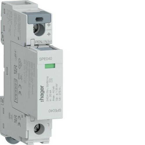 Hager Überspannungsabl 1P TNS/TT 40kA SPE140 Hager Überspannungsabl 1P TNS/TT 40kA SPE140