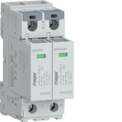 Hager Überspannungsabl 2P TNS/TT 40kA SPE240 Hager Überspannungsabl 2P TNS/TT 40kA SPE240