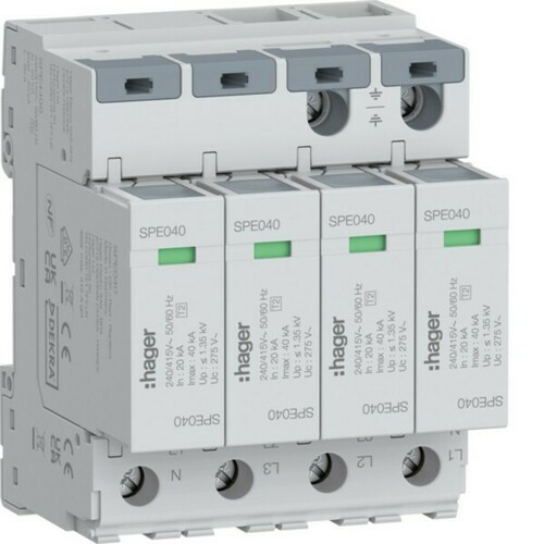 Hager Überspannungsabl 4P TNS 40 kA SPE440S Hager Überspannungsabl 4P TNS 40 kA SPE440S