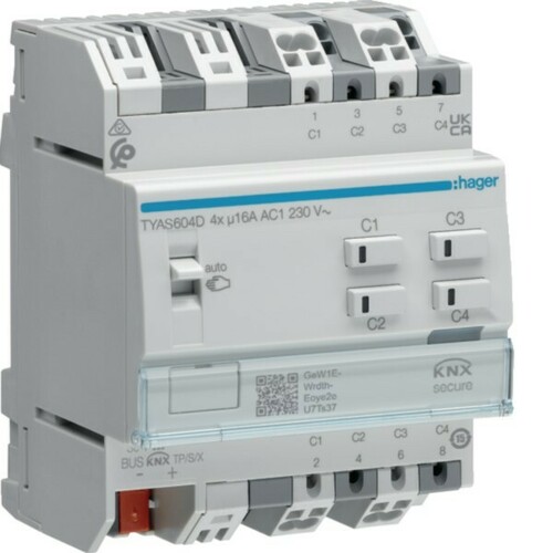 Hager Schalt-/Jal.akt. 4/2f KNX Sec,16A C-L TYAS604D Hager Schalt-/Jal.akt. 4/2f KNX Sec,16A C-L TYAS604D