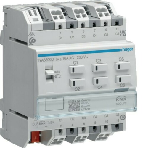 Hager Schalt-/Jal.akt. 6/3f KNX Sec,16A C-L TYAS606D Hager Schalt-/Jal.akt. 6/3f KNX Sec,16A C-L TYAS606D