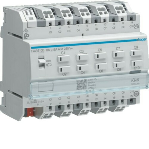 Hager Schalt-/Jal.akt. 10/5f KNX Sec,16A C- TYAS610D Hager Schalt-/Jal.akt. 10/5f KNX Sec,16A C- TYAS610D