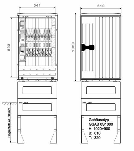 GSAB Elektrotechnik Normkabelverteiler Gr.0ohne Sockel HxBx 0S1000K5LSL28LSL00