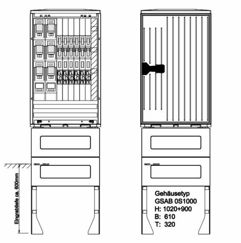 GSAB Elektrotechnik Normkabelverteiler Gr.0ohne Sockel HxBx 0S1000K52LSL26LSL00