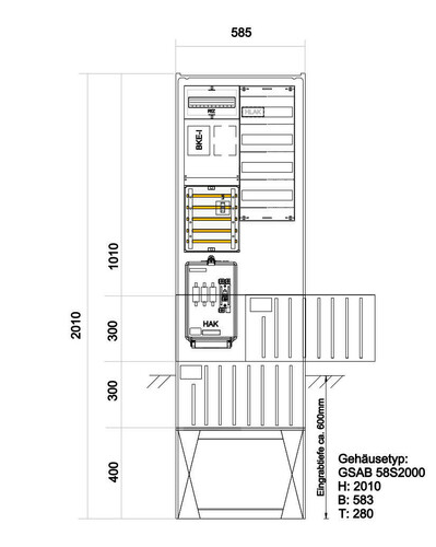 GSAB Elektrotechnik Zähleranschlusssäule 1Zähler 02.00.1P11ezV4 GSAB Elektrotechnik Zähleranschlusssäule 1Zähler 02.00.1P11ezV4