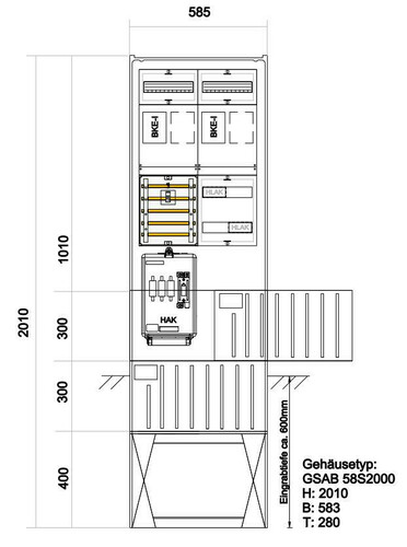 GSAB Elektrotechnik Zähleranschlusssäule 2Zähler 02.00.1P21ez-A