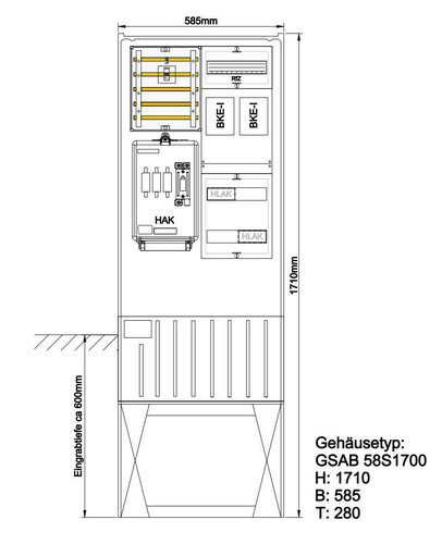 GSAB Elektrotechnik Zähleranschlusssäule 2Zähler 02.00.1P21ez