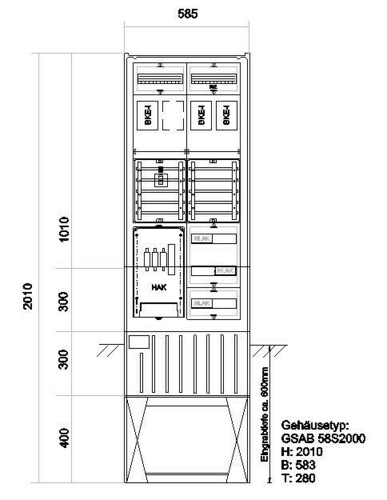 GSAB Elektrotechnik Zähleranschlusssäule 3Zähler 02.00.1P31ez GSAB Elektrotechnik Zähleranschlusssäule 3Zähler 02.00.1P31ez