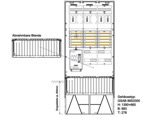GSAB Elektrotechnik Zähleranschlusssäule 4Zähler 02.88.1P41ez GSAB Elektrotechnik Zähleranschlusssäule 4Zähler 02.88.1P41ez