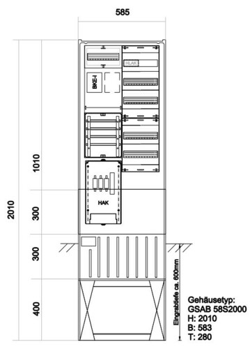 GSAB Elektrotechnik Zähleranschlusssäule LEW1EHZ-Zählerplatz 33.00.1P11ezV5 GSAB Elektrotechnik Zähleranschlusssäule LEW1EHZ-Zählerplatz 33.00.1P11ezV5