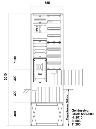 GSAB Elektrotechnik Zähleranschlusssäule LEW1EHZ-Zählerplatz 33.00.1P11ezV6 GSAB Elektrotechnik Zähleranschlusssäule LEW1EHZ-Zählerplatz 33.00.1P11ezV6
