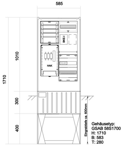 GSAB Elektrotechnik Zähleranschlusssäule LEW1EHZ-Zählerplatz 33.00.1P11bezV2 GSAB Elektrotechnik Zähleranschlusssäule LEW1EHZ-Zählerplatz 33.00.1P11bezV2