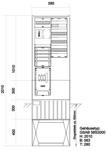 GSAB Elektrotechnik Zähleranschlusssäule LEW1EHZ-Zählerplatz 33.00.1P11ezV4 GSAB Elektrotechnik Zähleranschlusssäule LEW1EHZ-Zählerplatz 33.00.1P11ezV4