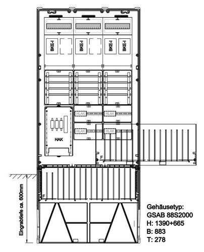 GSAB Elektrotechnik Zähleranschlusssäule LEW4xEHZ-Zählerplatz 33.88.1P41ez GSAB Elektrotechnik Zähleranschlusssäule LEW4xEHZ-Zählerplatz 33.88.1P41ez