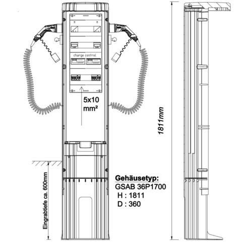 GSAB Elektrotechnik Ladesäule rund, glasfaserverstärtken #36P17emob11kW23ph5s GSAB Elektrotechnik Ladesäule rund, glasfaserverstärtken #36P17emob11kW23ph5s