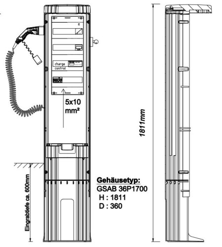 GSAB Elektrotechnik Ladesäule rund aus glasfaserverstärten #36P17emob11kW3ph5s2 GSAB Elektrotechnik Ladesäule rund aus glasfaserverstärten #36P17emob11kW3ph5s2