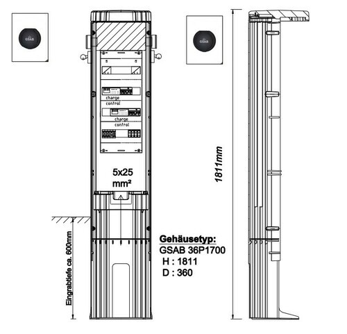GSAB Elektrotechnik GSAB-Poller rund als Ladesäule Em#36P1700-emob-2x11 GSAB Elektrotechnik GSAB-Poller rund als Ladesäule Em#36P1700-emob-2x11