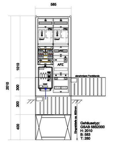GSAB Elektrotechnik Zähleranschlußsäule (2Zähler BKE-I) mit Z#00.00.1P21ezAPZRfZ GSAB Elektrotechnik Zähleranschlußsäule (2Zähler BKE-I) mit Z#00.00.1P21ezAPZRfZ