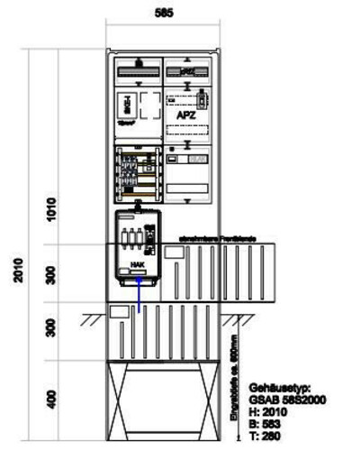 GSAB Elektrotechnik Zähleranschlußsäule Bayernwerk (1Zähler Z#02.00.1P11ezAPZRfZ