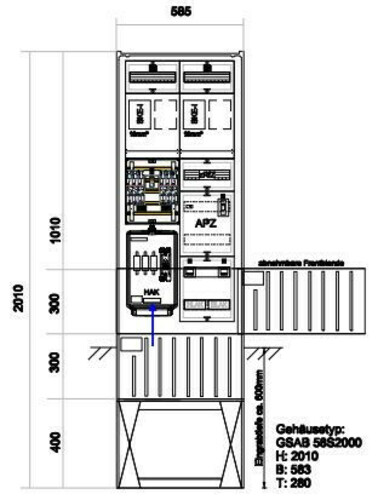 GSAB Elektrotechnik Zähleranschlußsäule Bayernwerk (2Zähler Z#02.00.1P21ezAPZRfZ