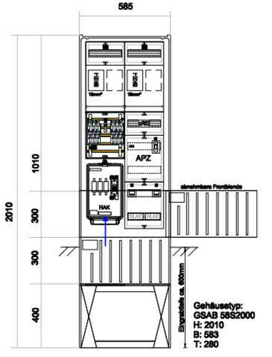 GSAB Elektrotechnik Zähleranschlußsäule Westfalen Weser Z#15.00.1P21ezAPZRfZ