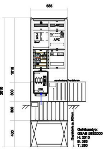 GSAB Elektrotechnik Zähleranschlußsäule Westnetz (1Zähler Z#22.00.1P11ezAPZRfZ