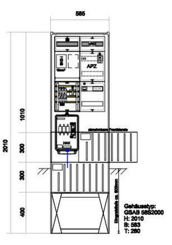 GSAB Elektrotechnik Zähleranschlußsäule LEW (1Zähler BKE-I) mit Z#33.00.1P11ezAPZRfZ