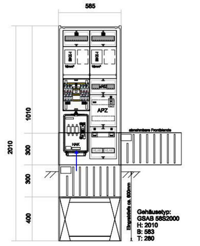 GSAB Elektrotechnik Zähleranschlußsäule LEW (2Zähler BKE-I) mit Z#33.00.1P21ezAPZRfZ