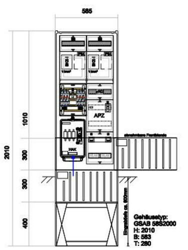GSAB Elektrotechnik Zähleranschlußsäule EWE (2Zähler BKE-I) mit Z#39.00.1P21ezAPZRfZ