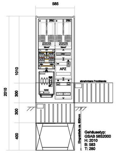 GSAB Elektrotechnik Zähleranschlußsäule (2Zähler ohne TSG) Zäh#00.00.1P21APZRfZ