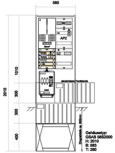 GSAB Elektrotechnik Zähleranschlußsäule Bayernwerk (1Zähler Zäh#02.00.1P11APZRfZ