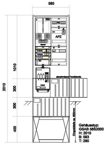 GSAB Elektrotechnik Zähleranschlußsäule N-ergie (1Zähler Zäh#04.00.1P11APZRfZ