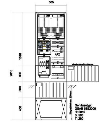 GSAB Elektrotechnik Zähleranschlußsäule N-ergie (2Zähler Zäh#04.00.1P21APZRfZ